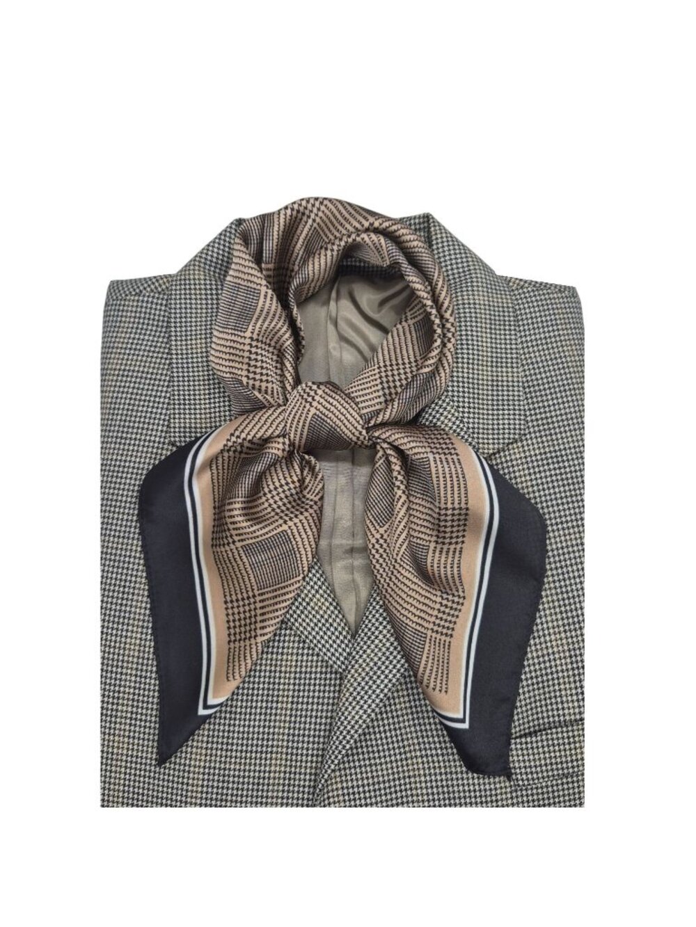 ✨Luxurious Elegant Silky Square Scarf Black White Block Design Bandana Neck Wrap